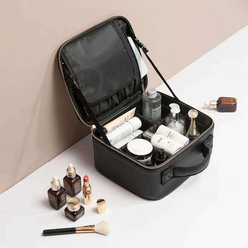 New Large Capacity Make Up Case Professional Cosmetic Bag PU Leather Beauty Makeup Necessary Waterproof Make Up Bag - KIMLUD