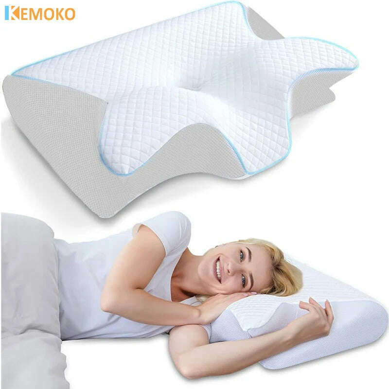 KIMLUD, New Memory Foam Cervical Pillow, 2 in 1 Ergonomic Contour Orthopedic Pillow for Neck Pain, Contoured Support Pillows,Neck Pillow, KIMLUD Womens Clothes