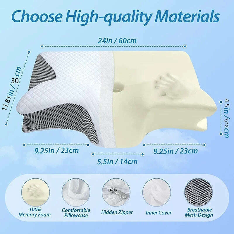 KIMLUD, New Memory Foam Cervical Pillow, 2 in 1 Ergonomic Contour Orthopedic Pillow for Neck Pain, Contoured Support Pillows,Neck Pillow, KIMLUD Womens Clothes