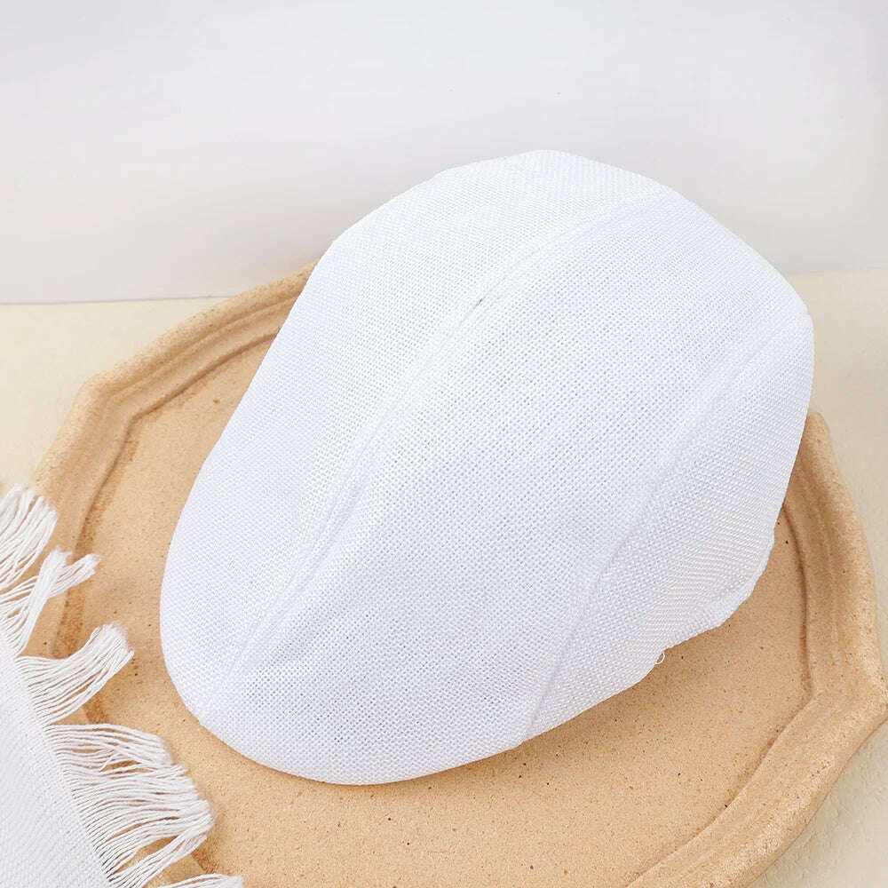 KIMLUD, New Men Berets Spring Autumn Winter British Style Newsboy Beret Hat Retro England Hats Male Hats Peaked Painter Caps for Dad, white, KIMLUD APPAREL - Womens Clothes