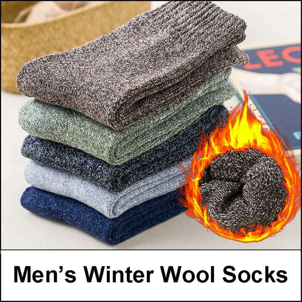 KIMLUD, New Men's Wool Socks Stripe Casual Calcetines Hombre Thick Cotton Socks Winter Warm Socks Male Soft Skin-friendly, KIMLUD Womens Clothes