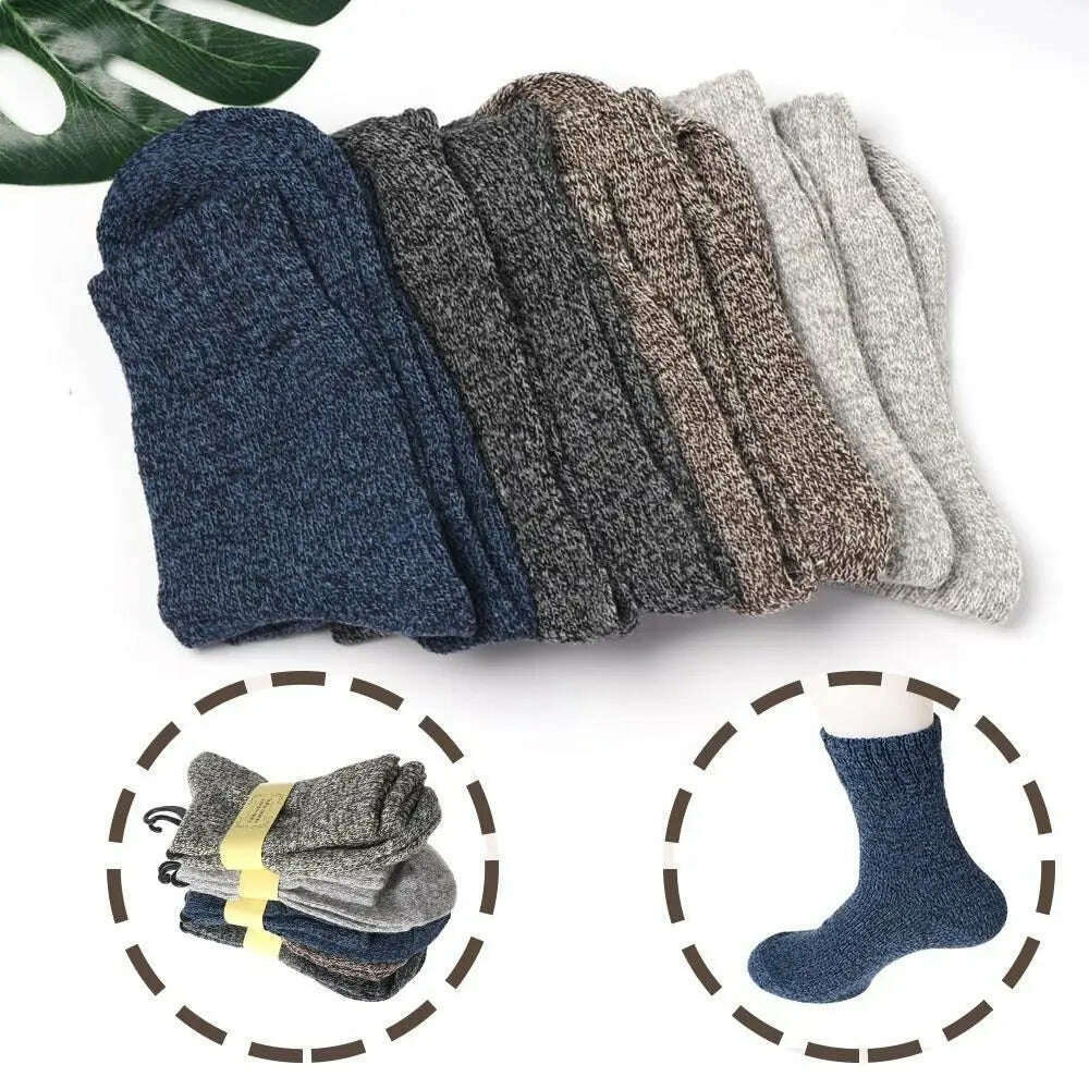 KIMLUD, New Men's Wool Socks Stripe Casual Calcetines Hombre Thick Cotton Socks Winter Warm Socks Male Soft Skin-friendly, KIMLUD Womens Clothes