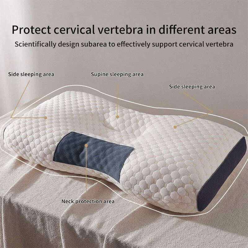 New Neck Pillow Help Sleep And Protect The Neck Cervical Orthopedic Household Soybean Fiber Massage SPA Pillow For Sleeping - KIMLUD