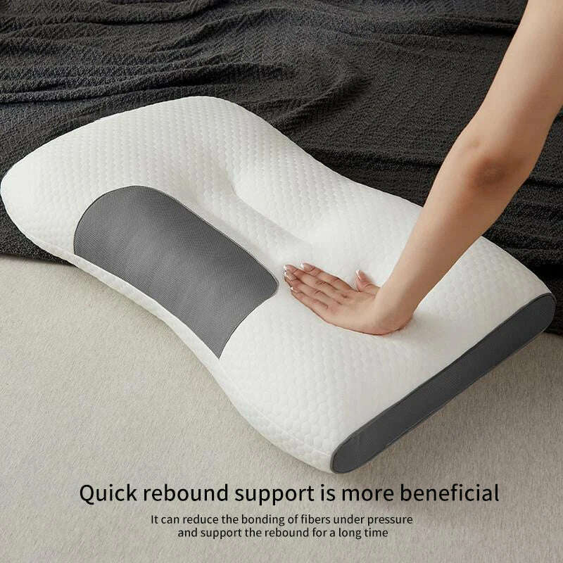 New Neck Pillow Help Sleep And Protect The Neck Cervical Orthopedic Household Soybean Fiber Massage SPA Pillow For Sleeping - KIMLUD