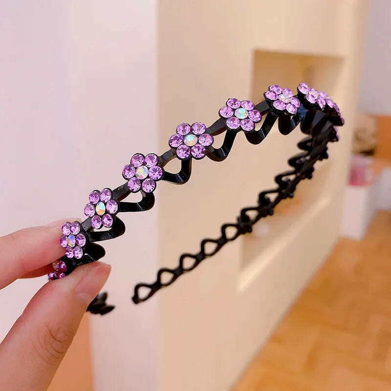 KIMLUD, New Non-slip Rhinestone Headbands Solid Wave Hairbands for Women Girls Bezel Fashion Hair Hoop Ladies Boutique Hair Accessories, HAXL1393003, KIMLUD APPAREL - Womens Clothes