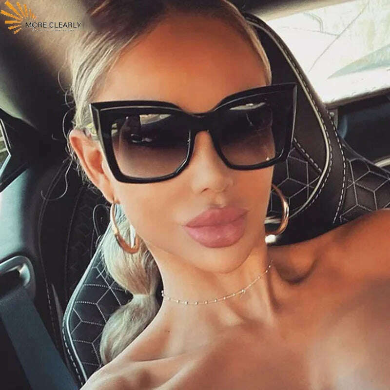 New Oversized Cat Eye Sunglasses 2022 Fashion Women Shades Trending Men Gradient Sun Glasses Shades UV400 Glasses Goggles - KIMLUD