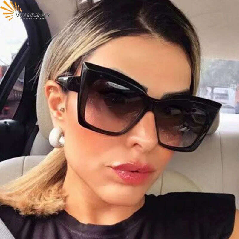 New Oversized Cat Eye Sunglasses 2022 Fashion Women Shades Trending Men Gradient Sun Glasses Shades UV400 Glasses Goggles - KIMLUD