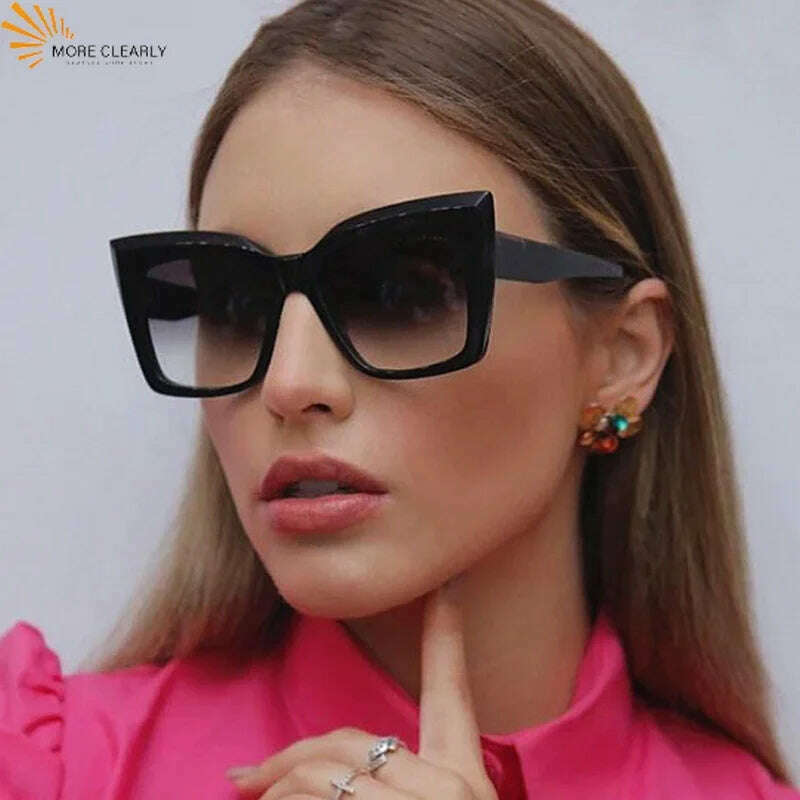 New Oversized Cat Eye Sunglasses 2022 Fashion Women Shades Trending Men Gradient Sun Glasses Shades UV400 Glasses Goggles - KIMLUD