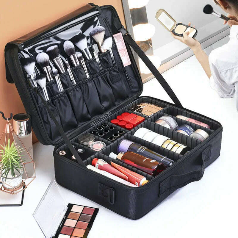 KIMLUD, New Oxford Cloth Makeup Bag Large Capacity With Compartments For Women Travel Cosmetic Case, KIMLUD Womens Clothes