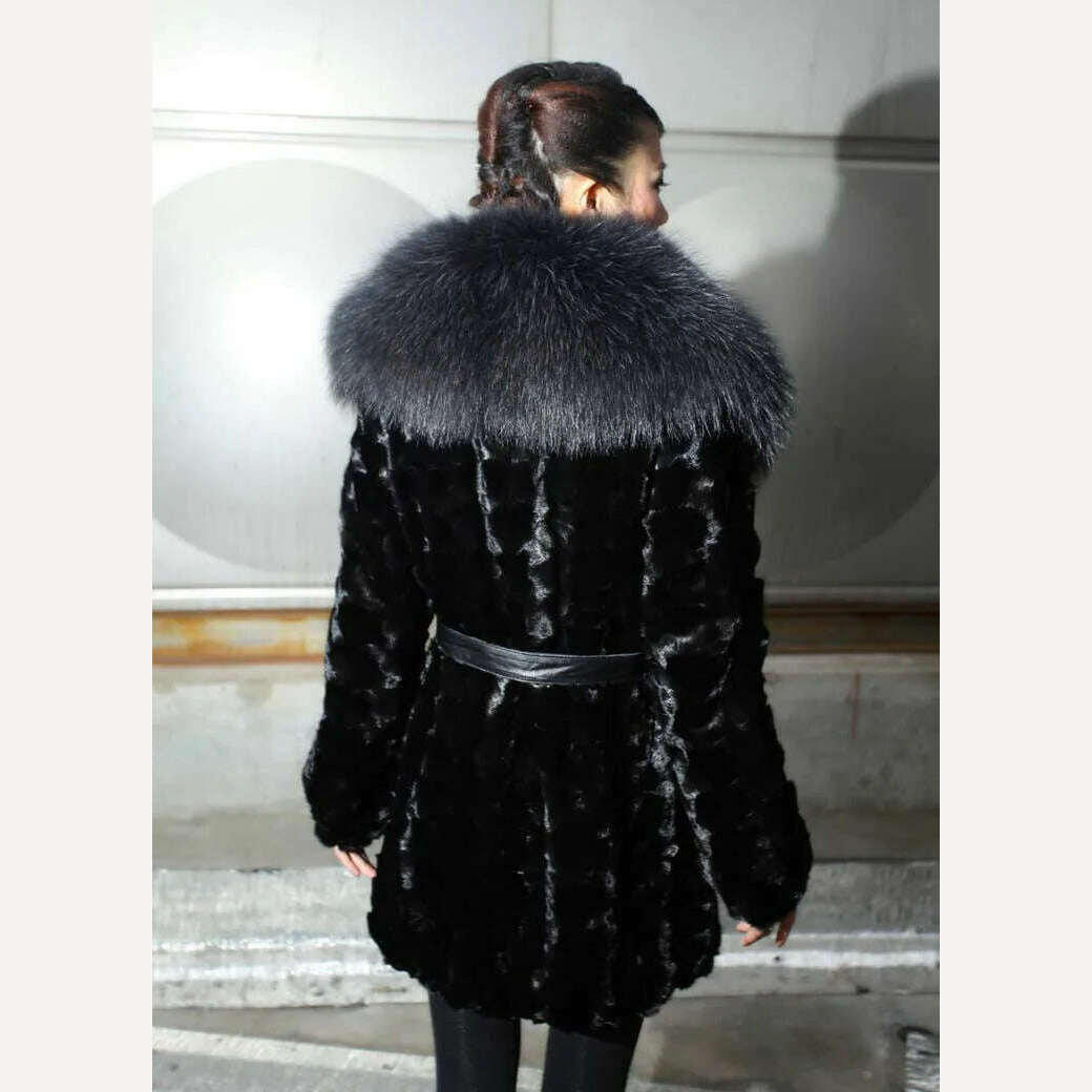 KIMLUD, New real natural genuine Mink Fur coat with big big raccoon fur Collar Women super-luxury fashion  jacket Winter custom any Size, KIMLUD Womens Clothes