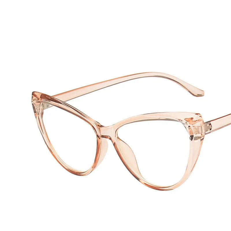 KIMLUD, New Retro Cat Eye Glasses Frame Women Brand Vintage Trend Anti-blue Light Glasses Transparent Frame Myopia Eyeglasses, Clear Red Clear / CHINA, KIMLUD Womens Clothes