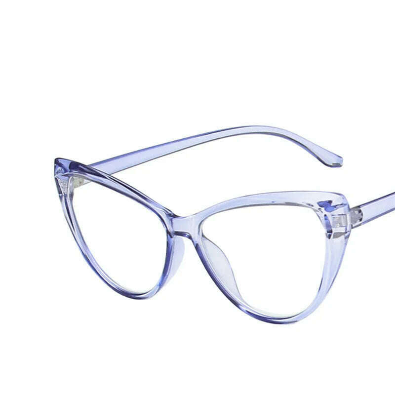 KIMLUD, New Retro Cat Eye Glasses Frame Women Brand Vintage Trend Anti-blue Light Glasses Transparent Frame Myopia Eyeglasses, Clear Blue Clear / CHINA, KIMLUD Womens Clothes