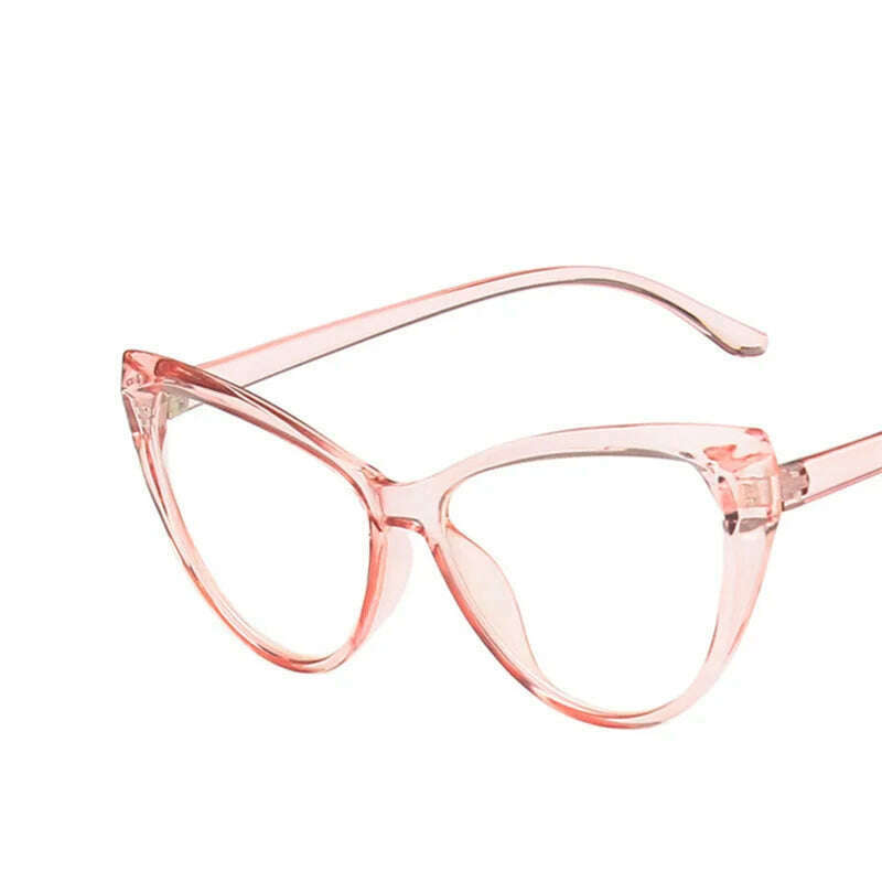 KIMLUD, New Retro Cat Eye Glasses Frame Women Brand Vintage Trend Anti-blue Light Glasses Transparent Frame Myopia Eyeglasses, Clear Pink Clear / CHINA, KIMLUD Womens Clothes