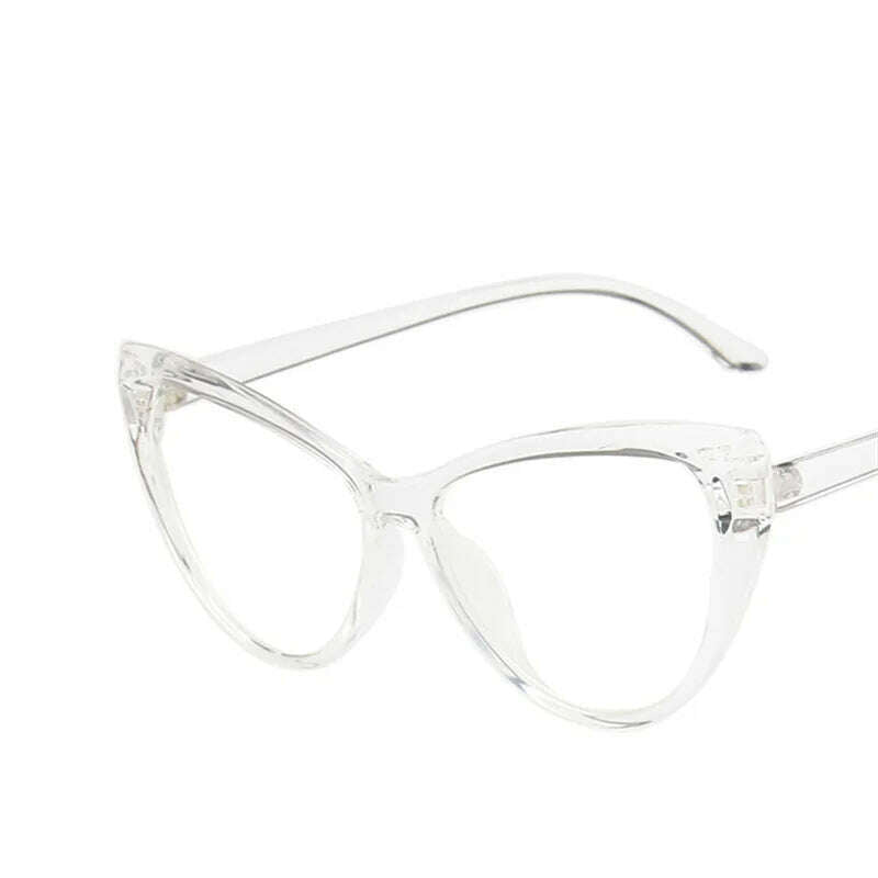 KIMLUD, New Retro Cat Eye Glasses Frame Women Brand Vintage Trend Anti-blue Light Glasses Transparent Frame Myopia Eyeglasses, Clear White Clear / CHINA, KIMLUD Womens Clothes
