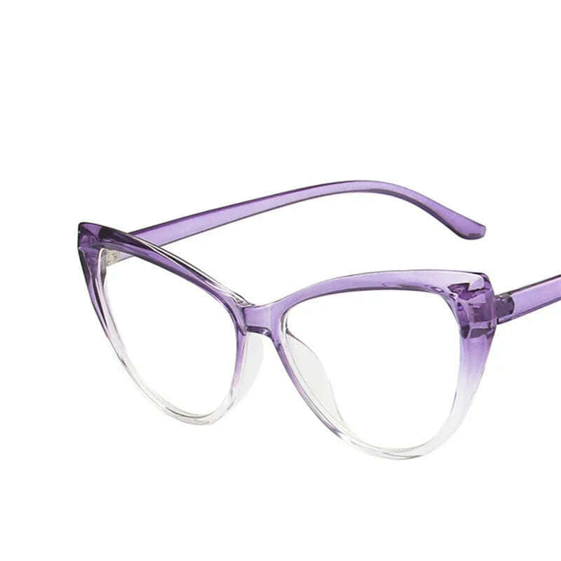KIMLUD, New Retro Cat Eye Glasses Frame Women Brand Vintage Trend Anti-blue Light Glasses Transparent Frame Myopia Eyeglasses, Clear Purple Clear / CHINA, KIMLUD Womens Clothes