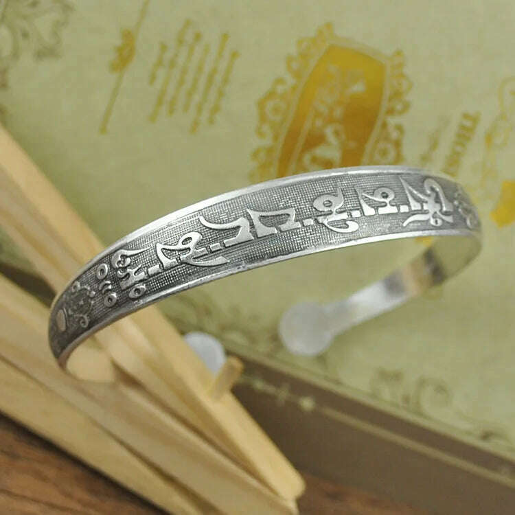 New Retro Cuff Bracelets Tibetan Silver Metal Carving Fish Elephant Flower Bangles Vintage Gypsy Jewelry Female Gifts - KIMLUD