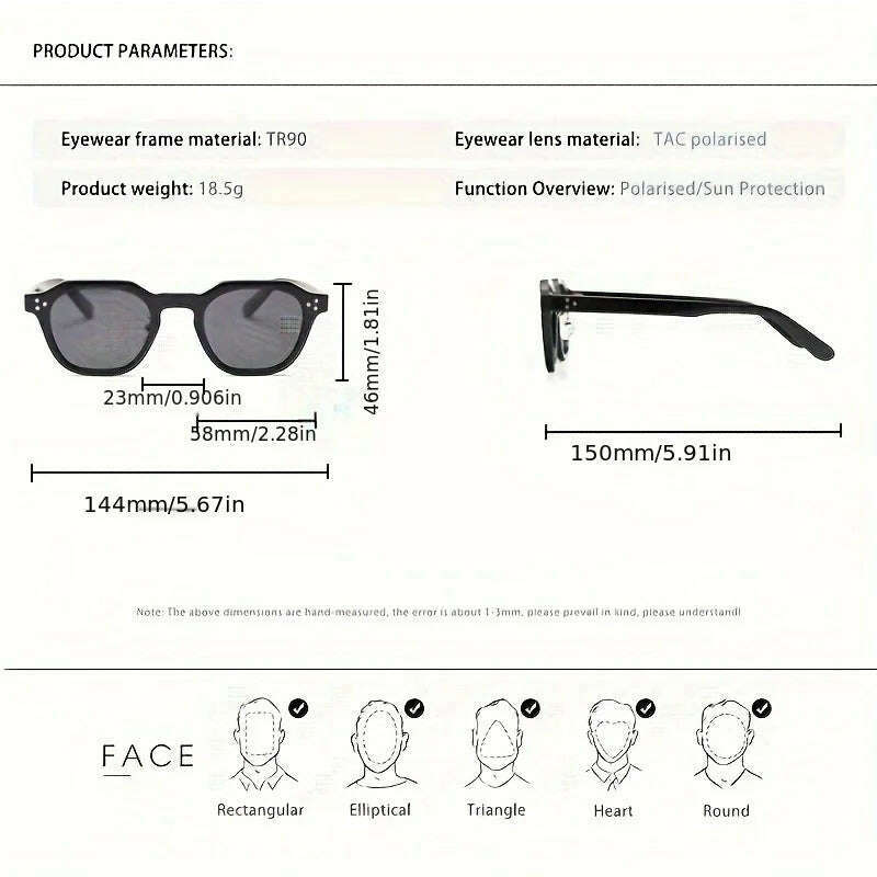 New Retro Polarized TR90 Frame Men's Sunglasses Fashion Polygon Women Sunglasses Male Outddor High Quality Travel UV400 Eyewear - KIMLUD