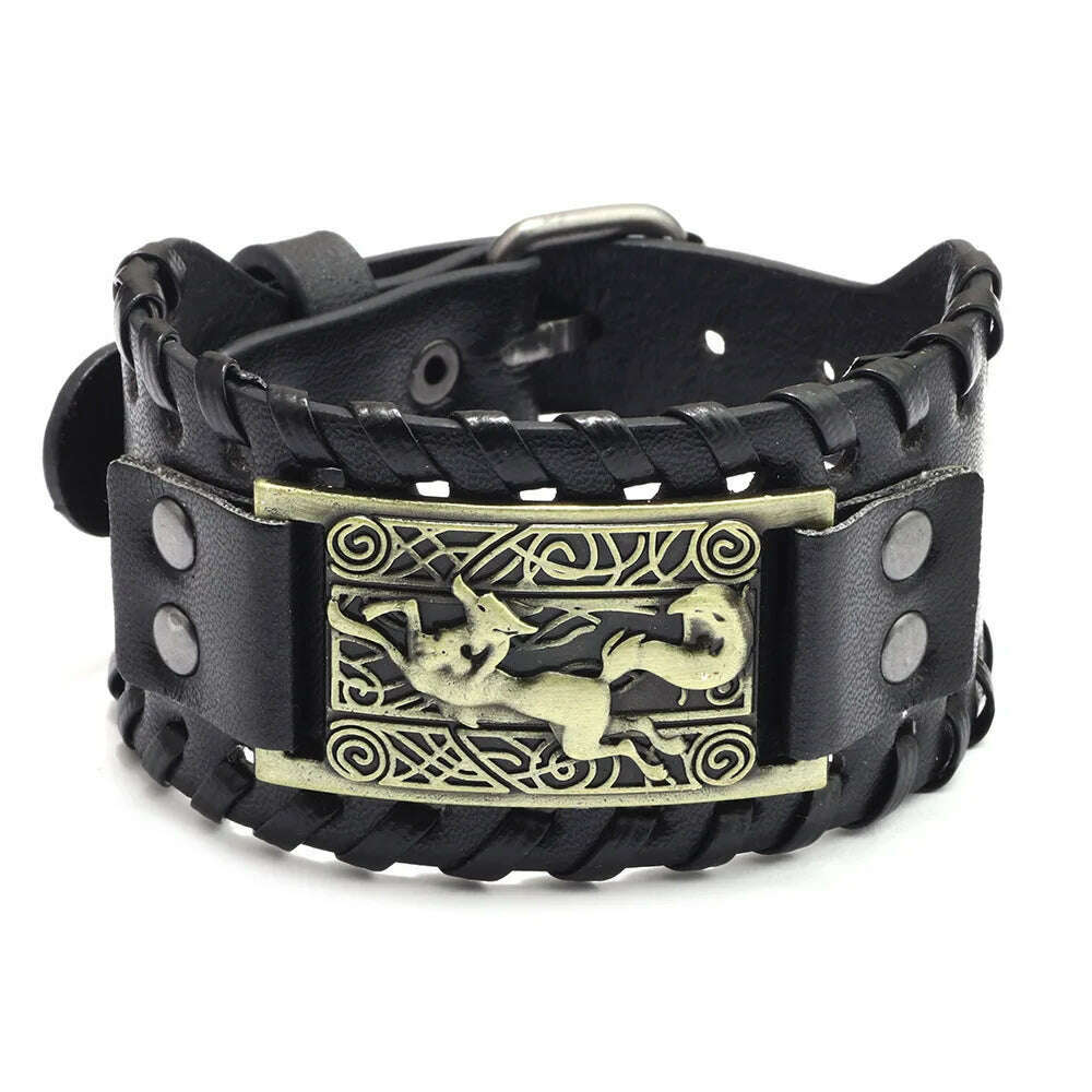 KIMLUD, New Retro Wide Leather Pirate Compass Bracelet Men's Bracelet Celtic Viking Jewelry Compass Bracelet Accessories Party Gifts, A 4 / China, KIMLUD APPAREL - Womens Clothes