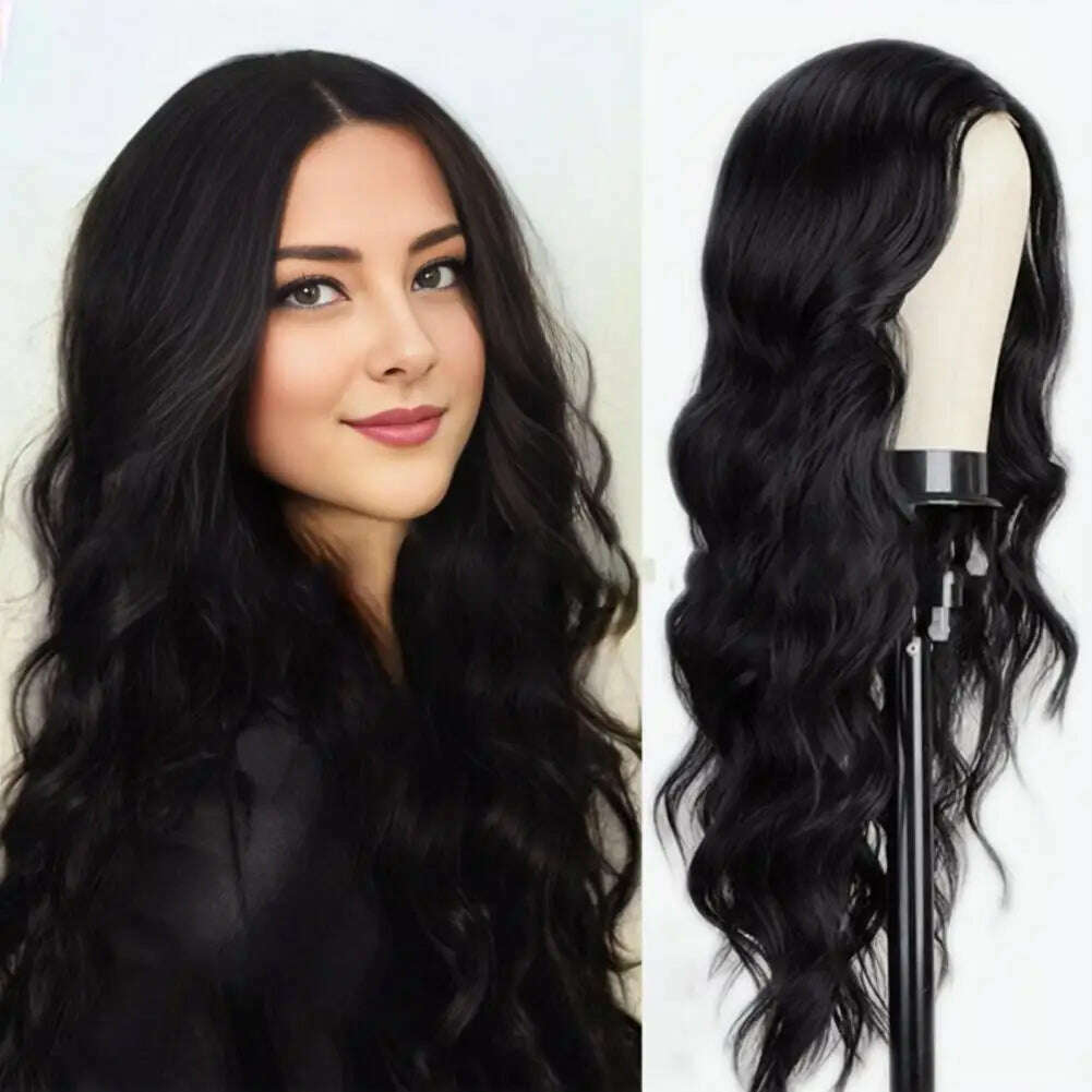 KIMLUD, New selling wig female long curly hair big wave synthetic high temperature silk mechanism wig set, KIMLUD Womens Clothes