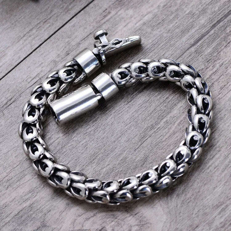 New Silver Color Personalized Plug Bracelet Fashion Men's Buckle Simple and Versatile Retro Couple Jewelry - KIMLUD