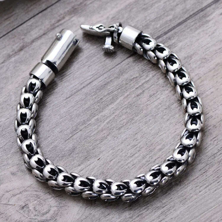 New Silver Color Personalized Plug Bracelet Fashion Men's Buckle Simple and Versatile Retro Couple Jewelry - KIMLUD