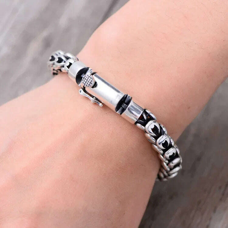 New Silver Color Personalized Plug Bracelet Fashion Men's Buckle Simple and Versatile Retro Couple Jewelry - KIMLUD