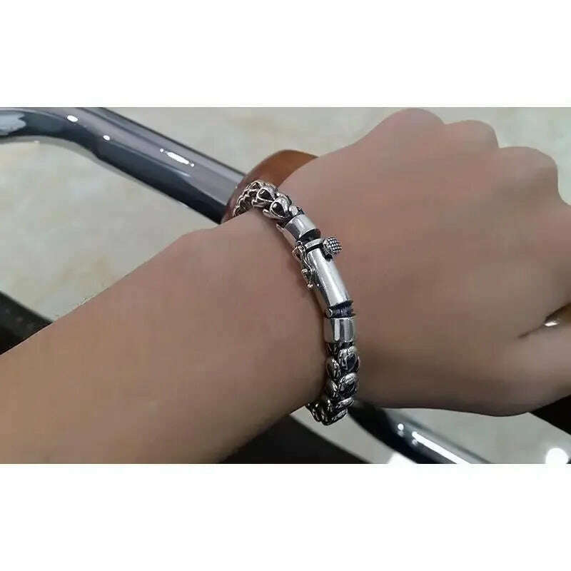 New Silver Color Personalized Plug Bracelet Fashion Men's Buckle Simple and Versatile Retro Couple Jewelry - KIMLUD