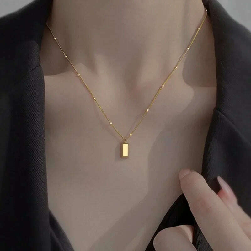 New Simple Small Golden Nugget Metal Texture Pendant Necklace for Women Fashionable Daily Accessory Party Jewelry Birthday Gifts - KIMLUD