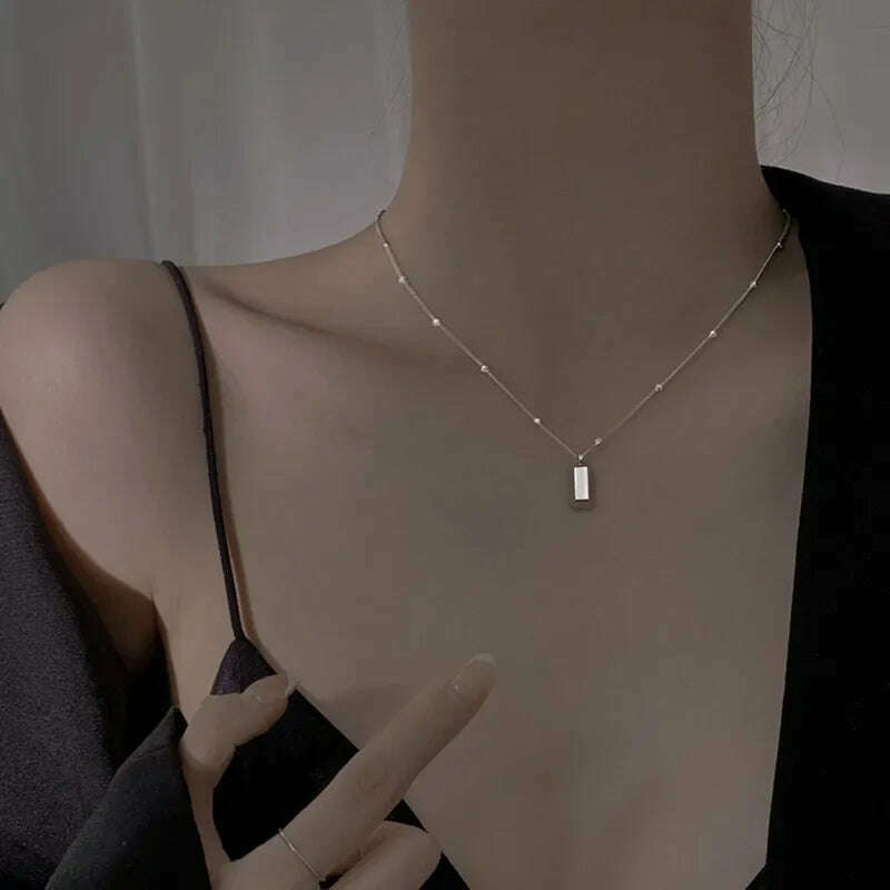 New Simple Small Golden Nugget Metal Texture Pendant Necklace for Women Fashionable Daily Accessory Party Jewelry Birthday Gifts - KIMLUD