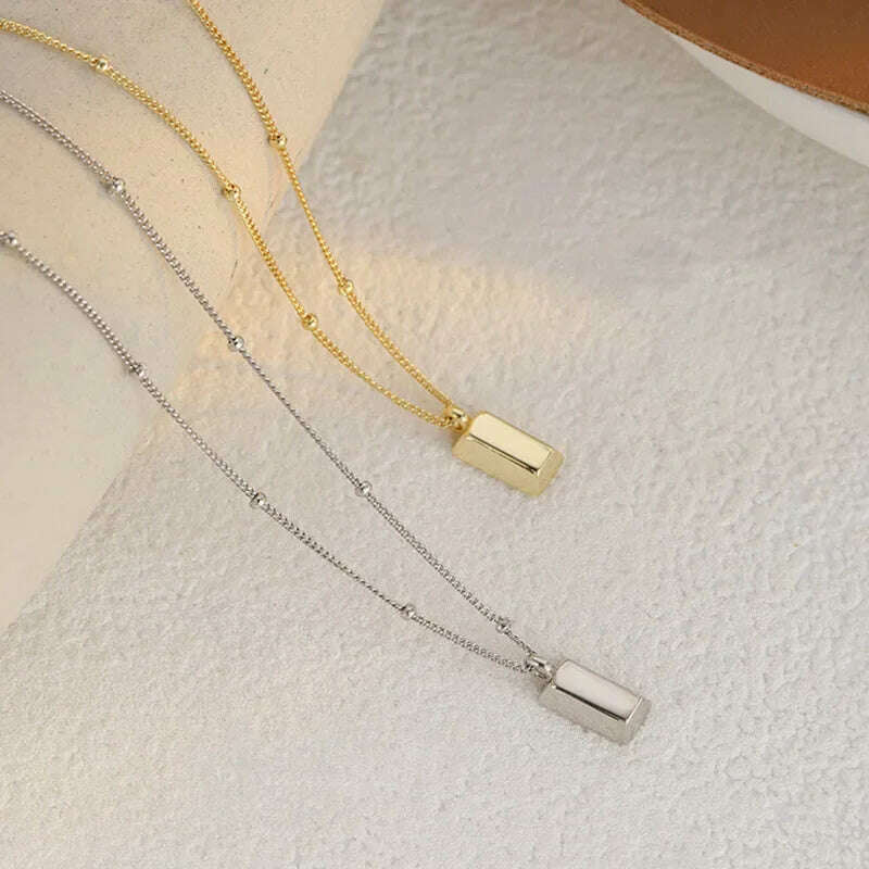 New Simple Small Golden Nugget Metal Texture Pendant Necklace for Women Fashionable Daily Accessory Party Jewelry Birthday Gifts - KIMLUD