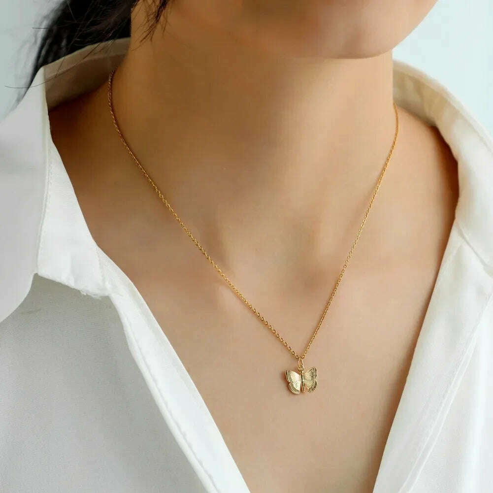 New Simple Small Golden Nugget Metal Texture Pendant Necklace for Women Fashionable Daily Accessory Party Jewelry Birthday Gifts - KIMLUD