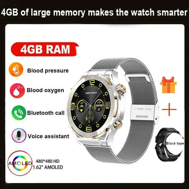 New Smart Watch Men 4GB ROM Bluetooth Call NFC IP68 Waterproof GPS Track AI Voice Assistant Women Smart Watch For Huawei Xiaomi - KIMLUD