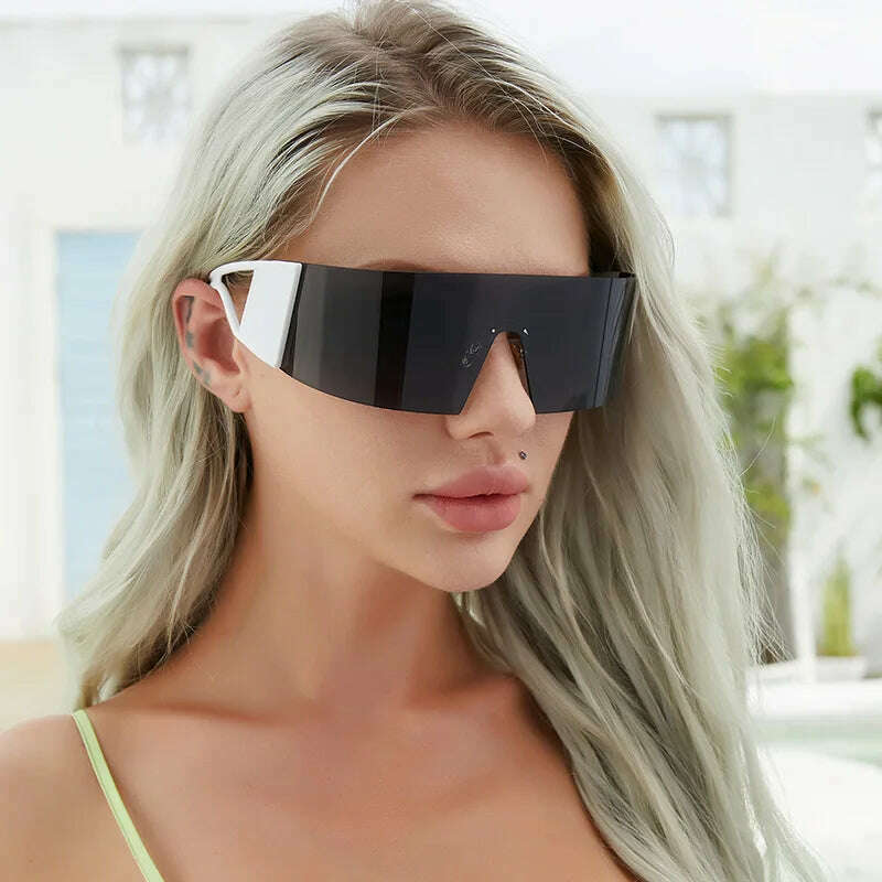 New Sports Goggles Rimless Sunglasses Women Men Stylish Punk Glasses Y2k Sun Glasses Brand Designer Mirror Sport UV400 Eyewear - KIMLUD