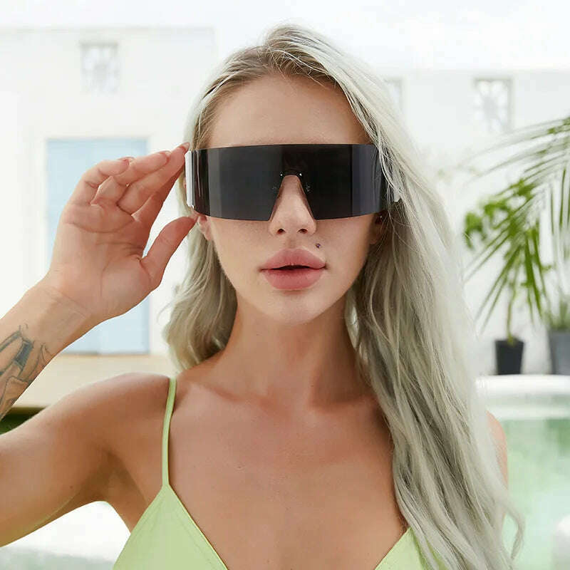 New Sports Goggles Rimless Sunglasses Women Men Stylish Punk Glasses Y2k Sun Glasses Brand Designer Mirror Sport UV400 Eyewear - KIMLUD