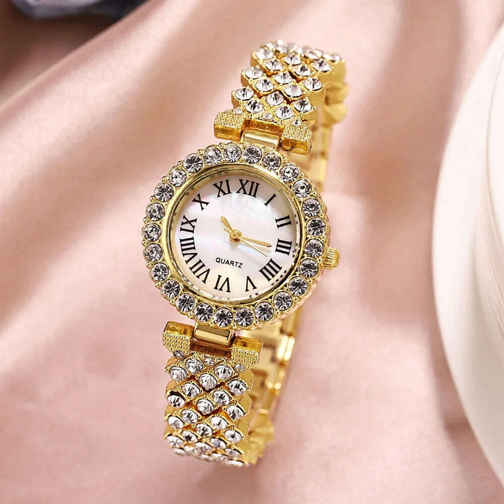 KIMLUD, New stock! ! Women Bracelet Watches Steel belt Love Steel belt Rhinestone Quartz Wrist Watch Luxury Fashion Watch for women, Gold, KIMLUD APPAREL - Womens Clothes