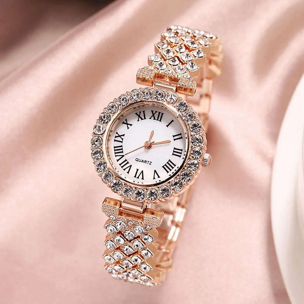 KIMLUD, New stock! ! Women Bracelet Watches Steel belt Love Steel belt Rhinestone Quartz Wrist Watch Luxury Fashion Watch for women, Rose, KIMLUD APPAREL - Womens Clothes