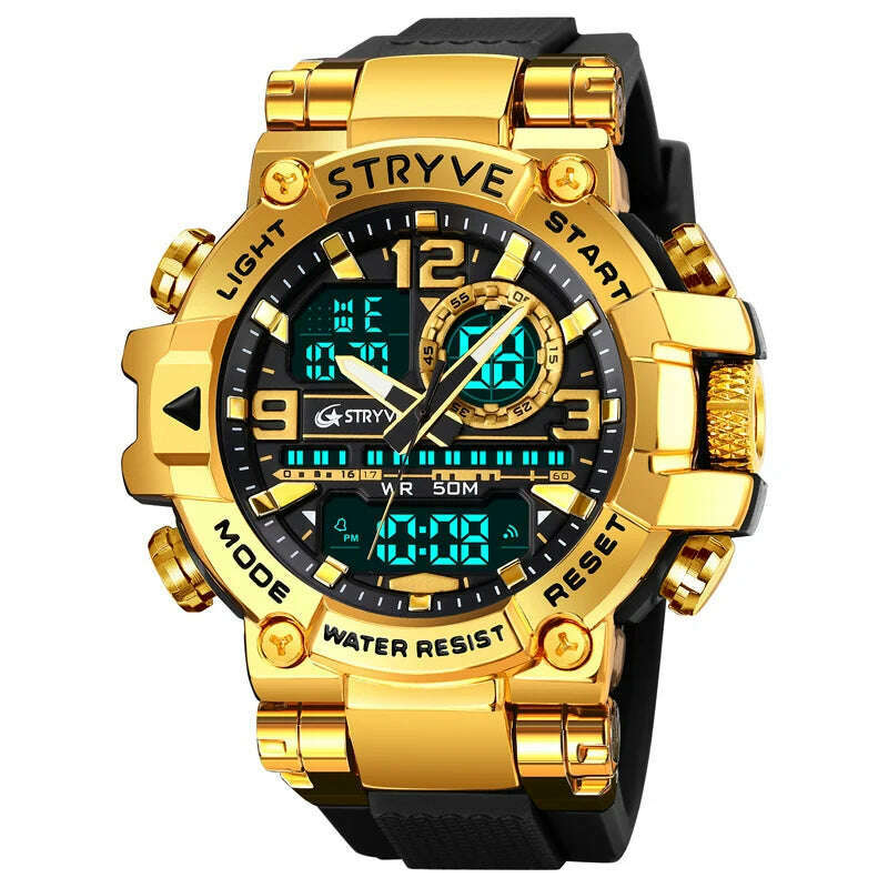 KIMLUD, New STRYVE Watch for Men's High Quality Digital-Analog Dual Movement 5ATM Waterproof Watches Fashion Sports Men's Watch 8025, KIMLUD Womens Clothes