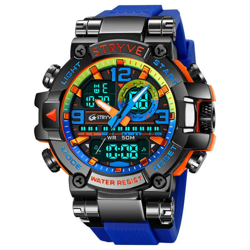 KIMLUD, New STRYVE Watch for Men's High Quality Digital-Analog Dual Movement 5ATM Waterproof Watches Fashion Sports Men's Watch 8025, KIMLUD Womens Clothes