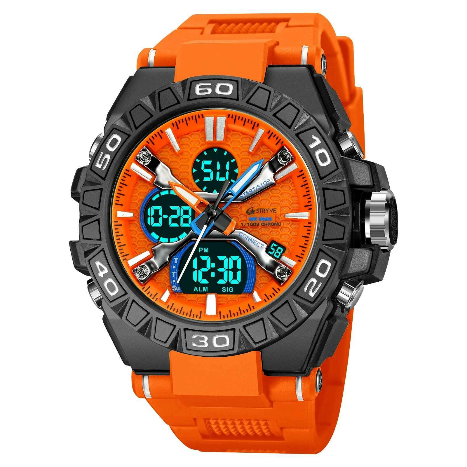 KIMLUD, New STRYVE Watch for Men's High Quality Digital-Analog Dual Movement 5ATM Waterproof Watches Fashion Sports Men's Watch 8025, orange, KIMLUD APPAREL - Womens Clothes