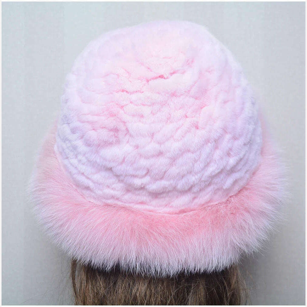 New Style Women Outdoor Winter Warm Natural Fox Fur Hats Lady Knit Fur Cap Female Fashion Knitted Fluffy Real Rex Rabbit Fur Hat - KIMLUD