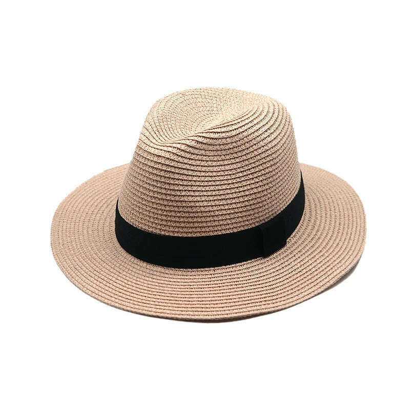 KIMLUD, New Summer unisex Ribbon sun hat casual vacation Panama Topper hat straw hat women Beach jazz men hats Foldable Chapeau, 5 / One Size, KIMLUD APPAREL - Womens Clothes