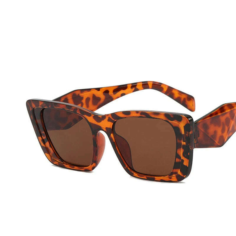 KIMLUD, New Trend Sunglasses Women Luxury Brand Vintage Square Sun Glasses Fashion Retro Ladies Cat Eye Eyewear Eyeglasses oculos de sol, leopard tea / only 1pcs sunglasses, KIMLUD APPAREL - Womens Clothes