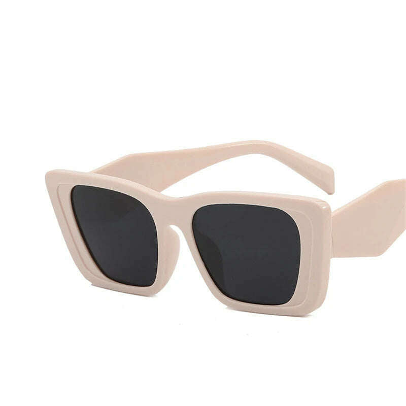 KIMLUD, New Trend Sunglasses Women Luxury Brand Vintage Square Sun Glasses Fashion Retro Ladies Cat Eye Eyewear Eyeglasses oculos de sol, beige gray / only 1pcs sunglasses, KIMLUD APPAREL - Womens Clothes