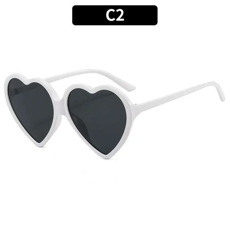 KIMLUD, New Trendy Big Heart Shape Sunglasses Women Sexy Fashion Black Oversized Sun Glasses for Female Male Party Travel Shades Eyewear, C2 White / As the picture, KIMLUD APPAREL - Womens Clothes