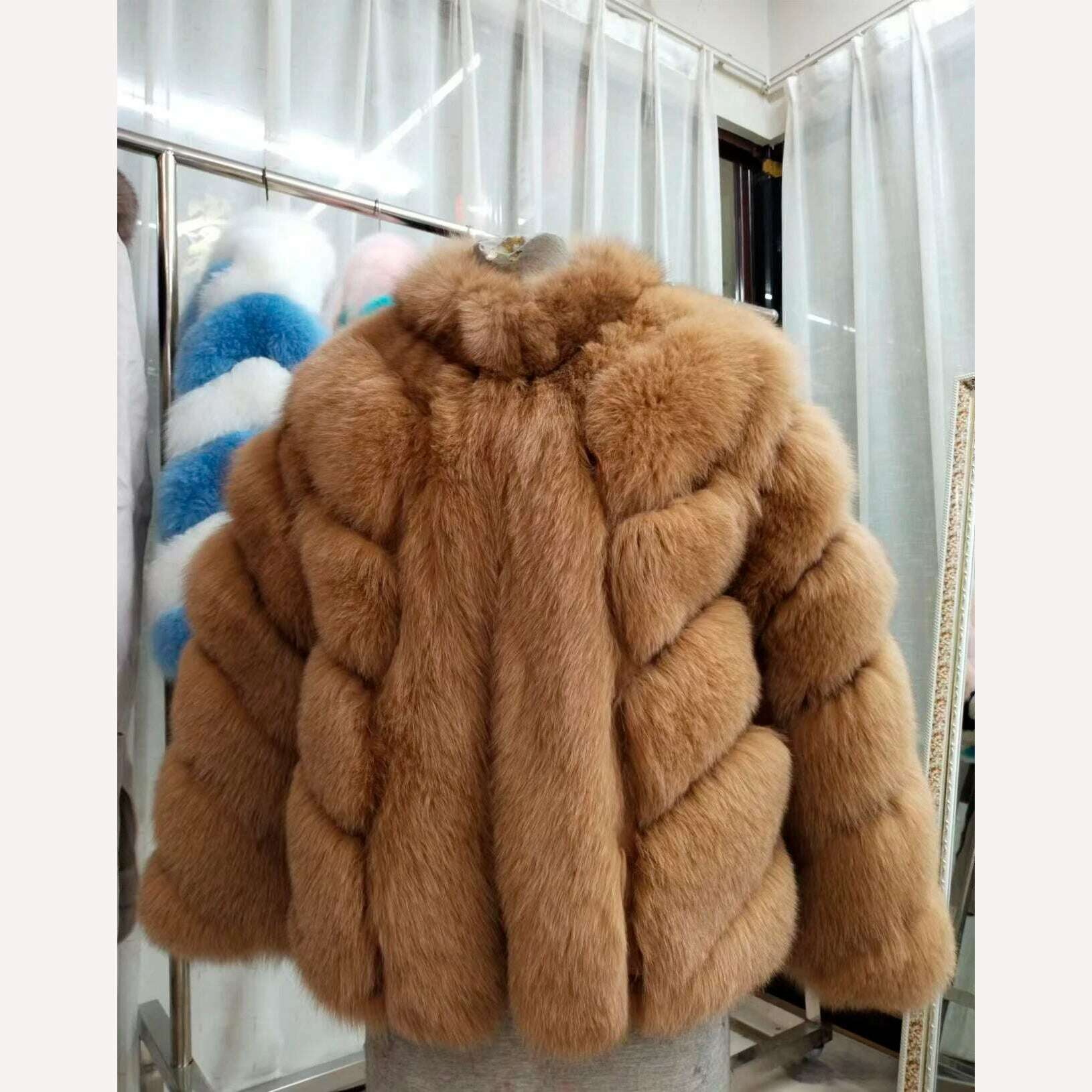 KIMLUD, New Winter Women Real Fox Fur Coat Natural Fur Jacket Big Fluffy Fox Fur Outerwear Fashion Streetwear Thick Warm Full Sleeve, color 1 / S bust 95cm, KIMLUD APPAREL - Womens Clothes