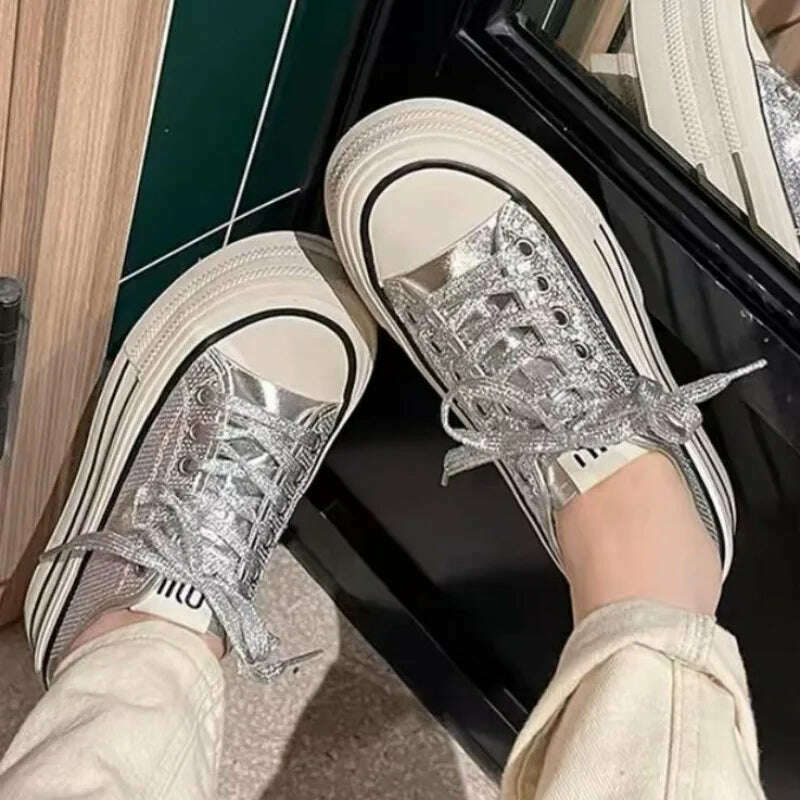 KIMLUD, New Women Luxury Platform Shoes Designer Bling Fashion Casual Sneakers Zapatos Para Mujeres Designer Vulcanize Shoes Mujeres, KIMLUD Womens Clothes