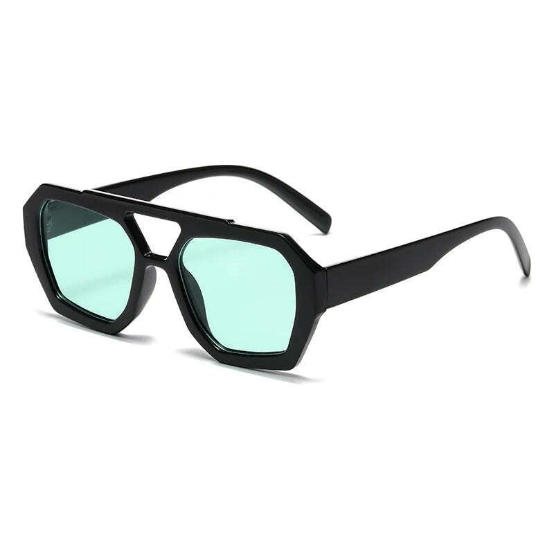 KIMLUD, New Women's Fashion Irregular Square Sunglasses Personalized Retro Trend Instagram Outdoor Cycling Photography Sunglasses Men's, black green, KIMLUD APPAREL - Womens Clothes