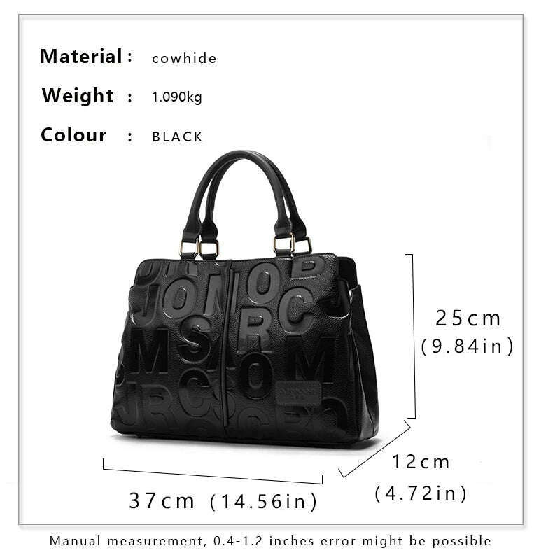 KIMLUD, New Women's Handbag Fashionable Letter Embossed High end Cowhide Crossbody Shoulder Bag, KIMLUD Womens Clothes