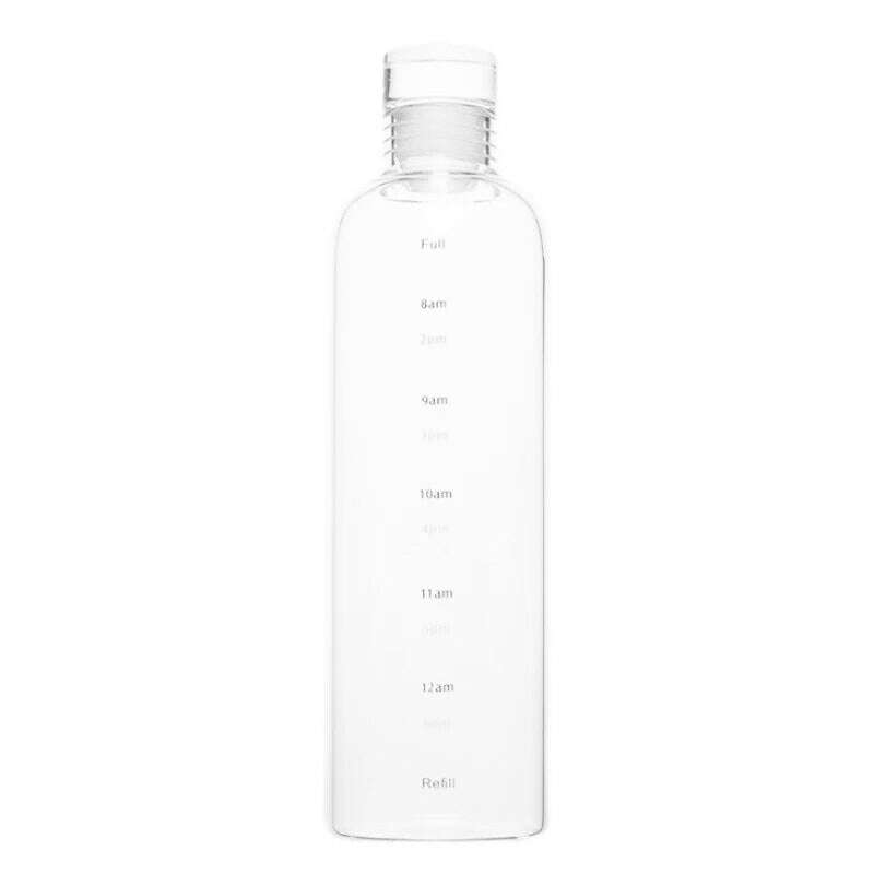 Newest Transparent With Time Scale Water Bottle Couple Plastic Portable Water Container Leakproof Drop-Resistant Plastic Cup - KIMLUD