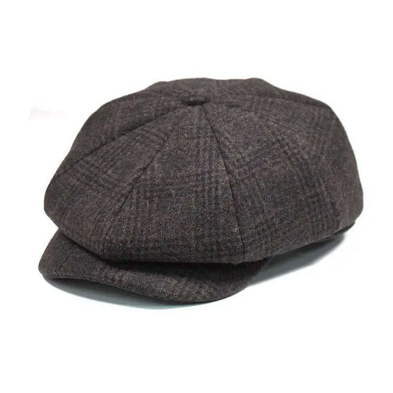 KIMLUD, Newsboy Hat Men Beret Cabbie Driving Hunting Caps Vintage Tweed Peaky Blinders Berets Flat Peaked Cap Street Hats for Men Women, Style 04 Brown, KIMLUD APPAREL - Womens Clothes